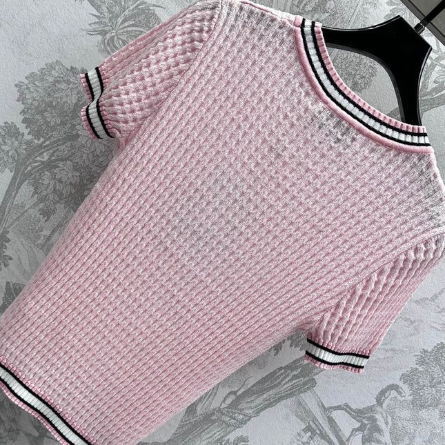 CHANEL CREW NECK SHORT-SLEEVE KNIT TOP 263649