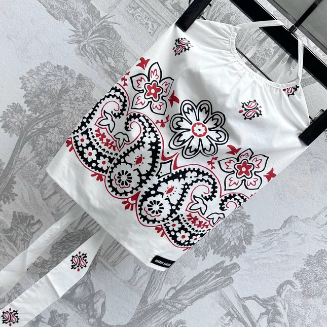 MIUMIU HALTER NECK TOP WITH PRINT 267875