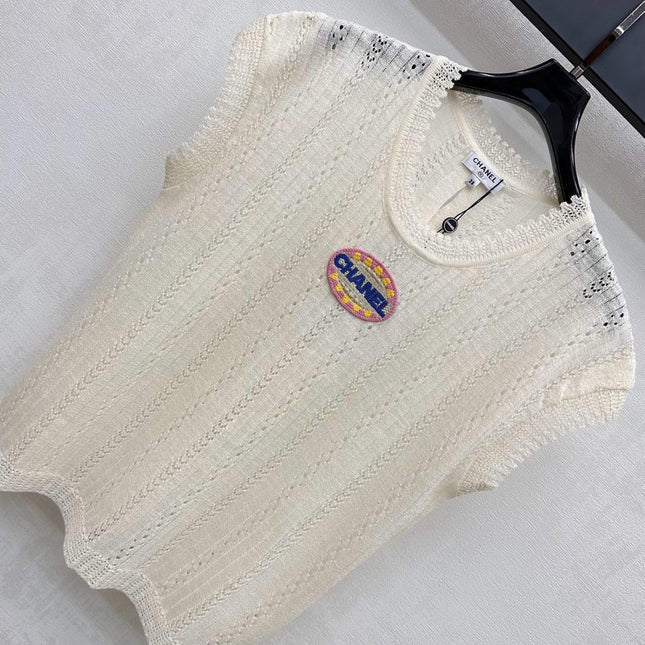 CHANEL SHORT SLEEVE CREW NECK KNIT TOP 273771