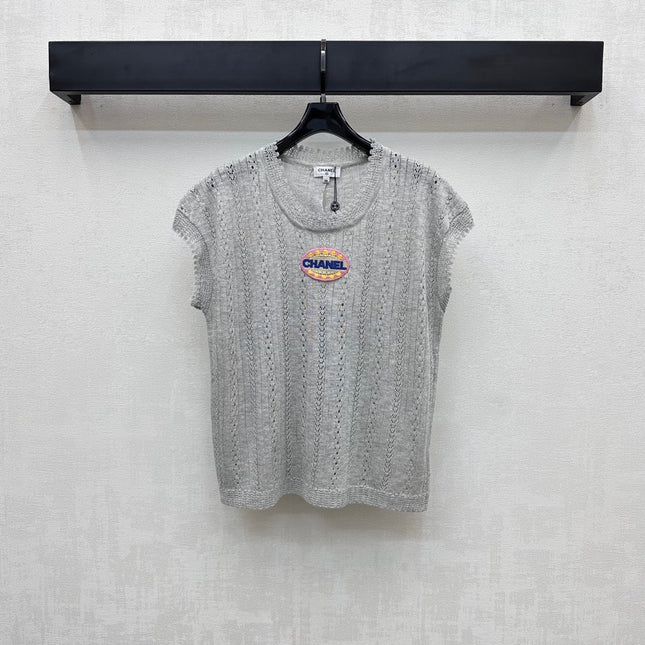 CHANEL SHORT SLEEVE CREW NECK KNIT TOP 273770