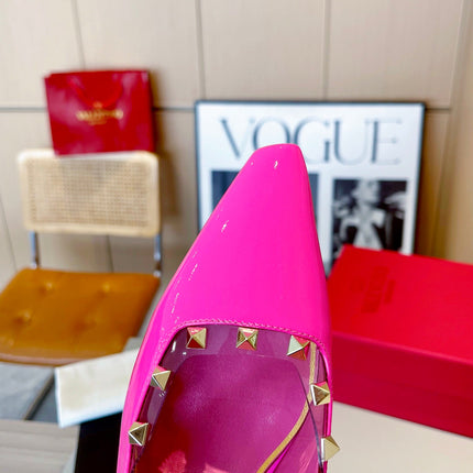 ROCKSTUD CAGED MULES 5 CM IN DEEP PINK CALFSKIN