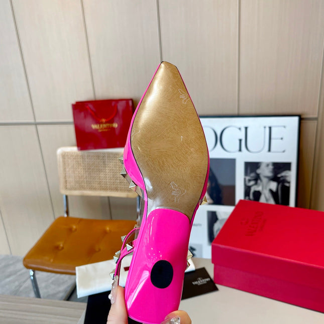 ROCKSTUD CAGED SLINGBACKS 5 CM IN DEEP PINK CALFSKIN