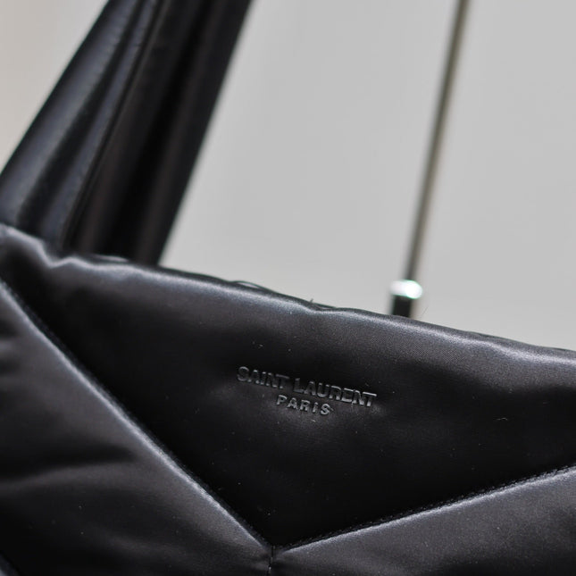 PUFFER LARGE TOTE BAG 57 IN BLACK SILK