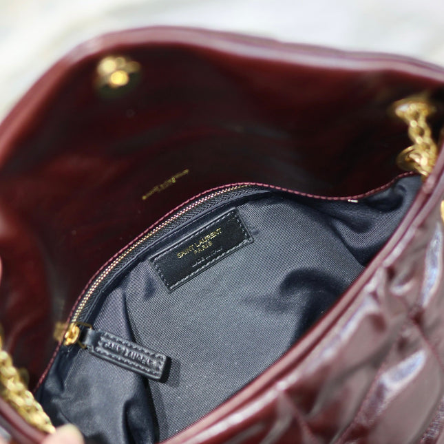 YSL 25S LOULOU PUFFER MEDIUM 29 IN DARK BURGUNDY CALFSKIN