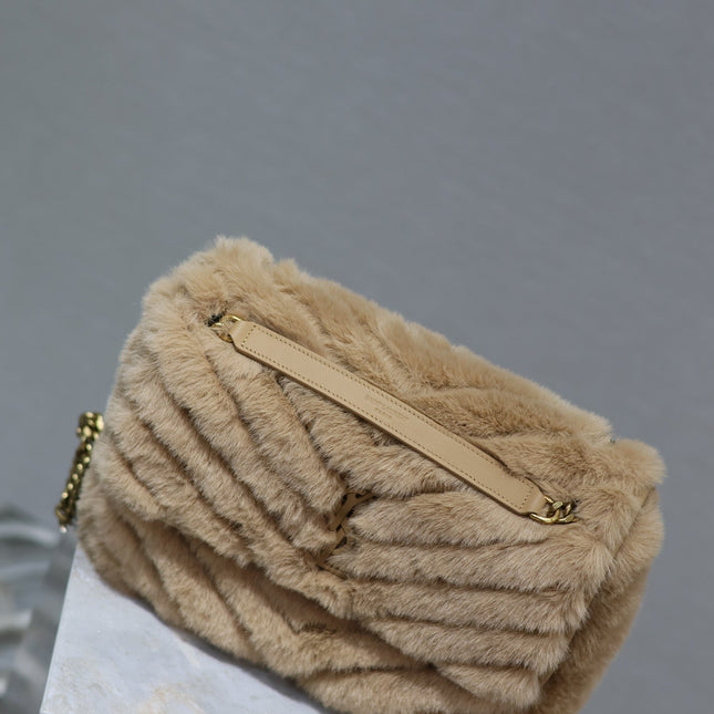 NIKI MEDIUM 28 IN DARK BEIGE RABBIT FUR