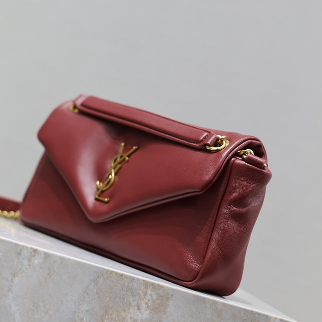 YSL 25S CALYPSO HANDBAG 26 IN BURGUNDY LAMBSKIN GOLD HARDWRE