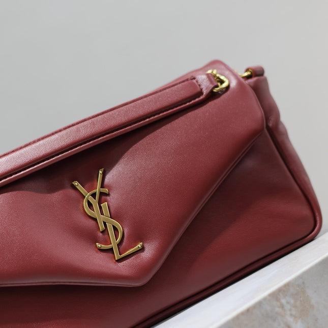 YSL 25S CALYPSO HANDBAG 26 IN BURGUNDY LAMBSKIN GOLD HARDWRE