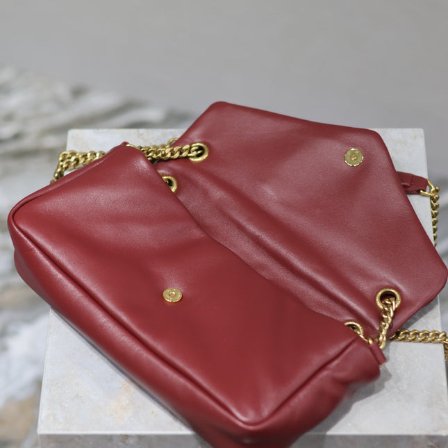 YSL 25S CALYPSO HANDBAG 26 IN BURGUNDY LAMBSKIN GOLD HARDWRE