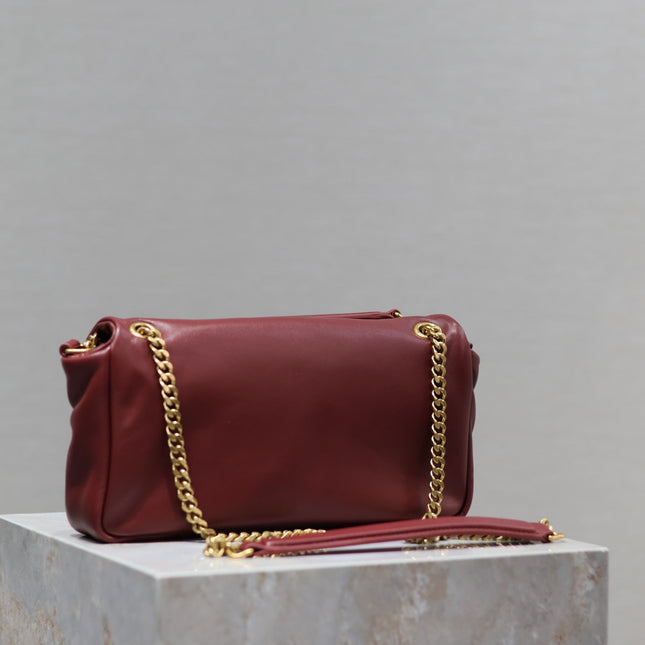 YSL 25S CALYPSO HANDBAG 26 IN BURGUNDY LAMBSKIN GOLD HARDWRE
