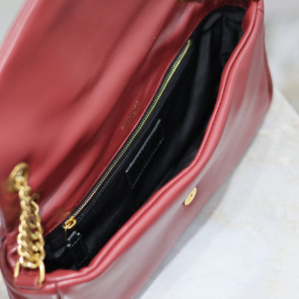 YSL 25S CALYPSO HANDBAG 26 IN BURGUNDY LAMBSKIN GOLD HARDWRE