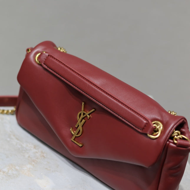 YSL 25S CALYPSO HANDBAG 26 IN BURGUNDY LAMBSKIN GOLD HARDWRE