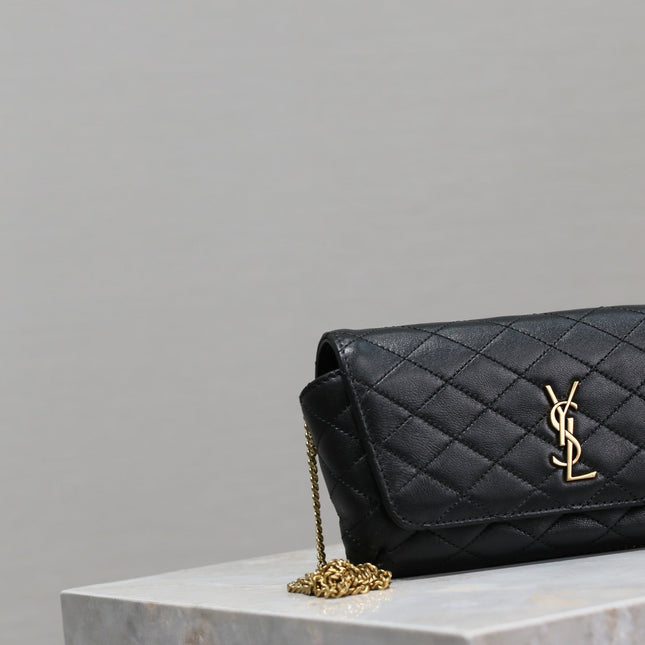 YSL 25S SAINT LAURENT GABY 19 IN BLACK QUILTED CALFSKIN GOLD HARDWRE