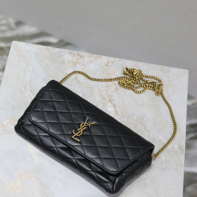 YSL 25S SAINT LAURENT GABY 19 IN BLACK QUILTED CALFSKIN GOLD HARDWRE