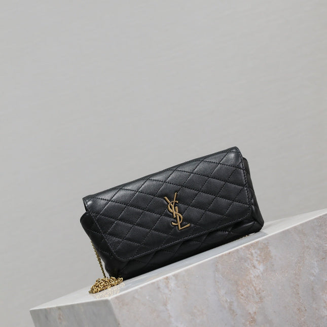 YSL 25S SAINT LAURENT GABY 19 IN BLACK QUILTED CALFSKIN GOLD HARDWRE