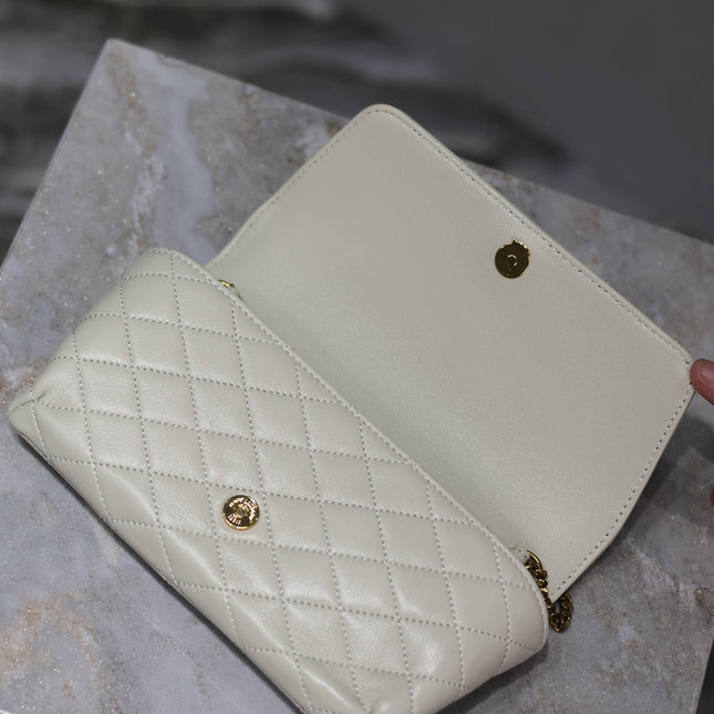YSL 25S SAINT LAURENT GABY 19 IN BLANC VINTAGE QUILTED CALFSKIN GOLD HARDWRE