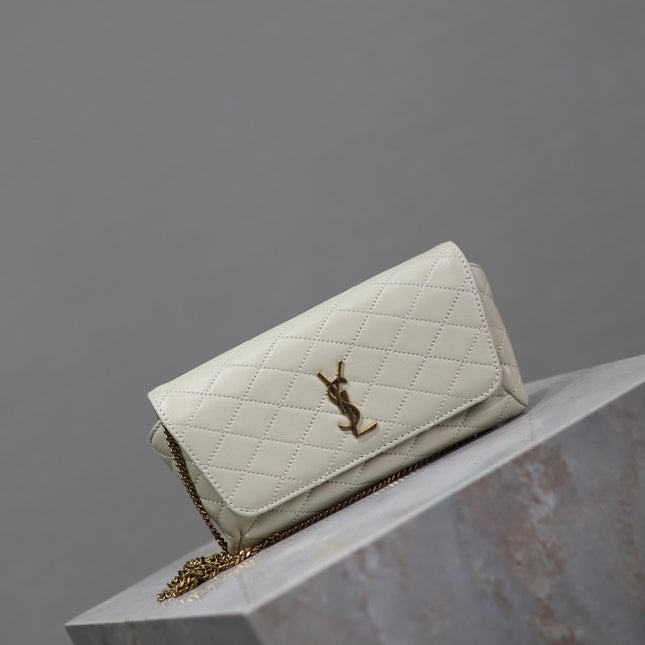 YSL 25S SAINT LAURENT GABY 19 IN BLANC VINTAGE QUILTED CALFSKIN GOLD HARDWRE