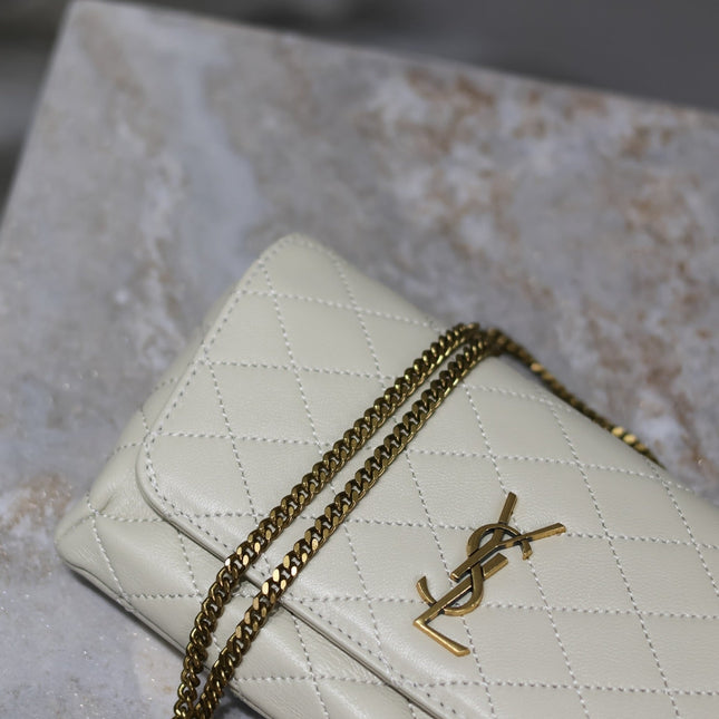 YSL 25S SAINT LAURENT GABY 19 IN BLANC VINTAGE QUILTED CALFSKIN GOLD HARDWRE