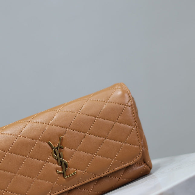 YSL 25S SAINT LAURENT GABY 19 IN FOX QUILTED CALFSKIN GOLD HARDWRE