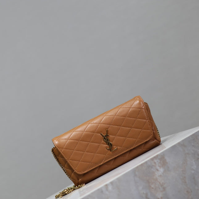 YSL 25S SAINT LAURENT GABY 19 IN FOX QUILTED CALFSKIN GOLD HARDWRE