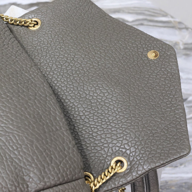 YSL 25S CALYPSO BAG 38 IN ARMY GREEN GRAINED LAMBSKIN GOLD HARDWRE