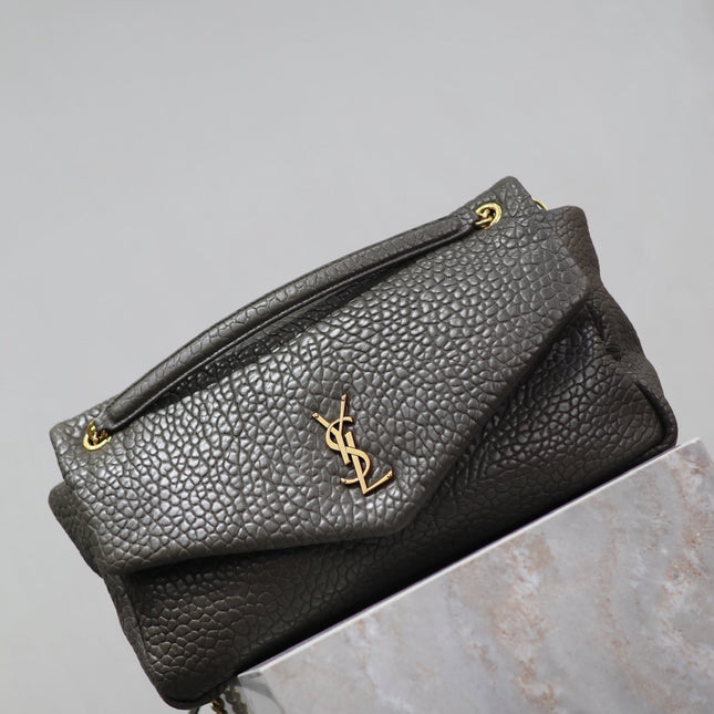 YSL 25S CALYPSO BAG 38 IN ARMY GREEN GRAINED LAMBSKIN GOLD HARDWRE