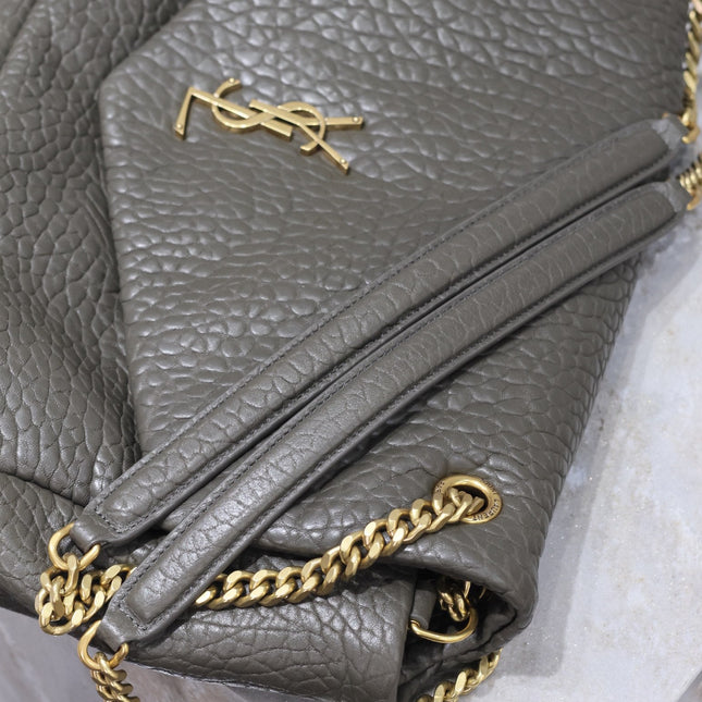 YSL 25S CALYPSO BAG 38 IN ARMY GREEN GRAINED LAMBSKIN GOLD HARDWRE