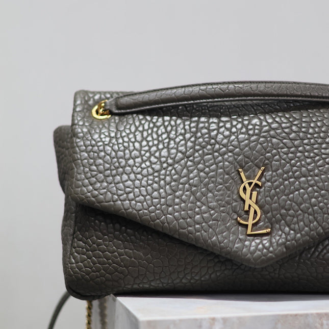 YSL 25S CALYPSO BAG 38 IN ARMY GREEN GRAINED LAMBSKIN GOLD HARDWRE