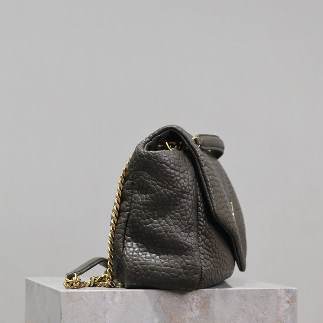 YSL 25S CALYPSO BAG 38 IN ARMY GREEN GRAINED LAMBSKIN GOLD HARDWRE