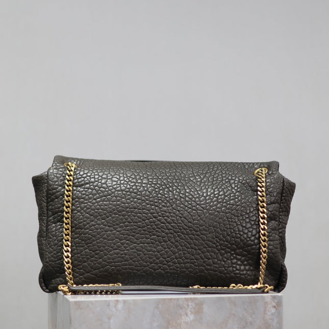 YSL 25S CALYPSO BAG 38 IN ARMY GREEN GRAINED LAMBSKIN GOLD HARDWRE