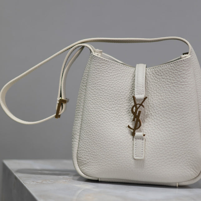 YSL 25S LE 5 À 7 BAG 16 IN BLANC VINTAGE GRAINED CALFSKIN GOLD HARDWRE