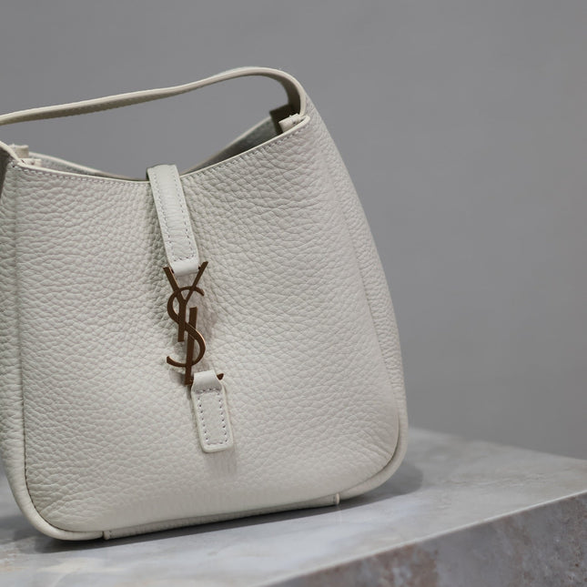 YSL 25S LE 5 À 7 BAG 16 IN BLANC VINTAGE GRAINED CALFSKIN GOLD HARDWRE