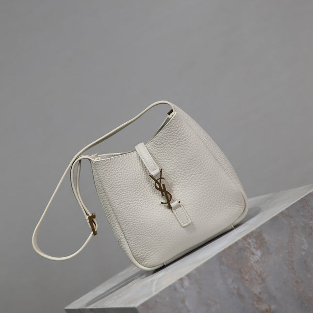 YSL 25S LE 5 À 7 BAG 16 IN BLANC VINTAGE GRAINED CALFSKIN GOLD HARDWRE