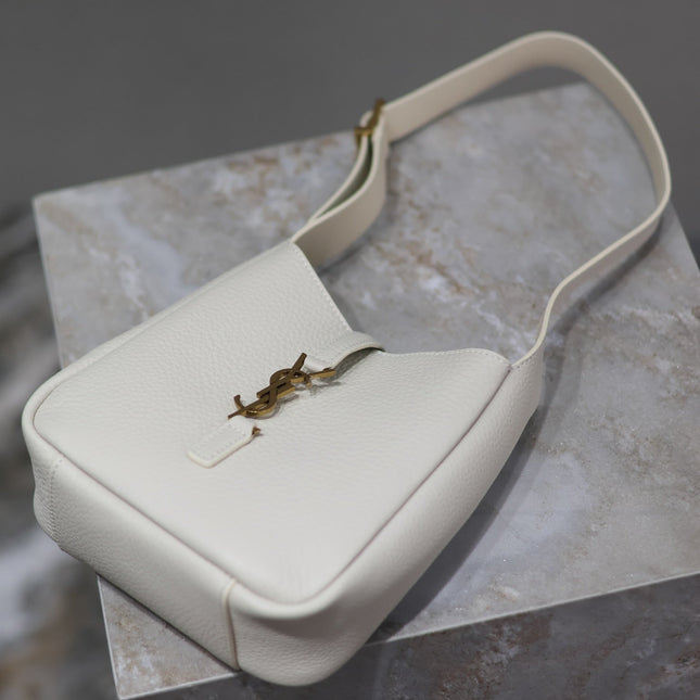 YSL 25S LE 5 À 7 BAG 16 IN BLANC VINTAGE GRAINED CALFSKIN GOLD HARDWRE