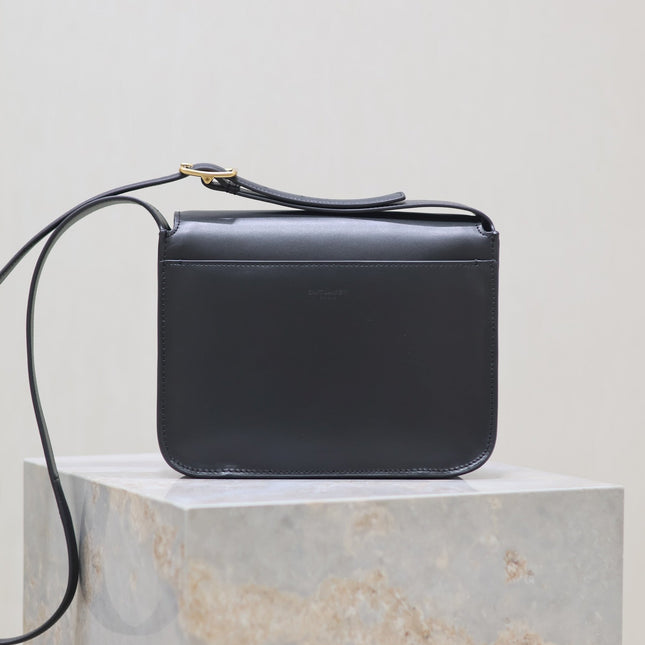 NIKI BABY 22 IN CHARCOAL GRAY CALFSKIN GOLD LOGO