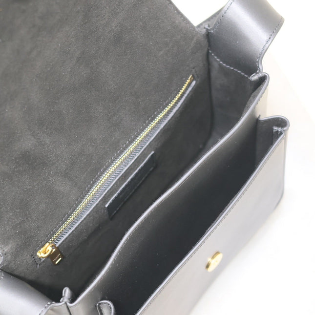 NIKI BABY 22 IN CHARCOAL GRAY CALFSKIN GOLD LOGO