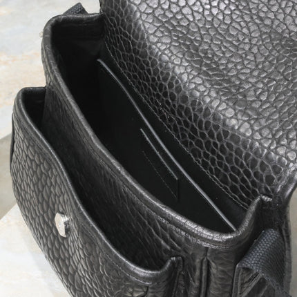 NIKI BABY 22 IN BLACK ELEPHANT PATTERN LAMBSKIN SILVER LOGO