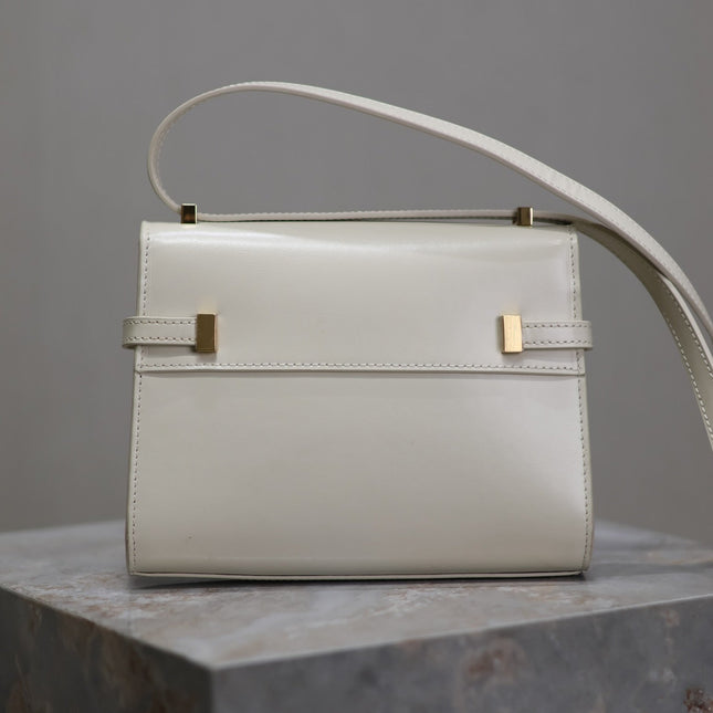 YSL 25S MINI MANHATTAN 19 IN BLANC VINTAGE CALFSKIN GOLD HARDWRE