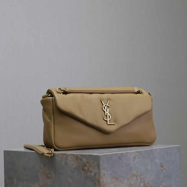 YSL 25S CALYPSO HANDBAG 26 IN LIGHT BROWN LAMBSKIN GOLD HARDWRE