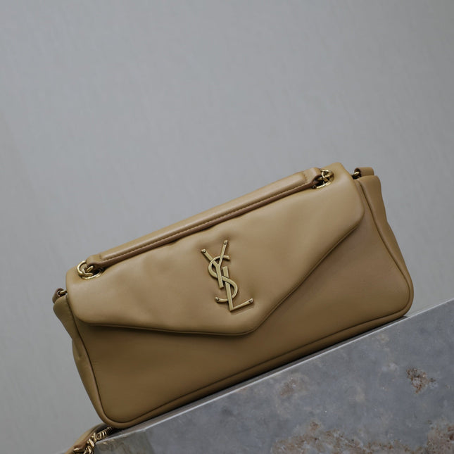 YSL 25S CALYPSO HANDBAG 26 IN LIGHT BROWN LAMBSKIN GOLD HARDWRE