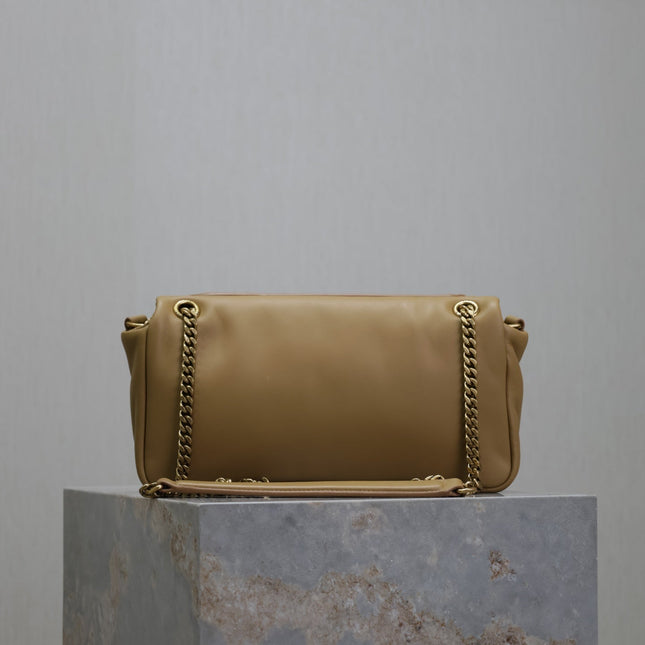 YSL 25S CALYPSO HANDBAG 26 IN LIGHT BROWN LAMBSKIN GOLD HARDWRE