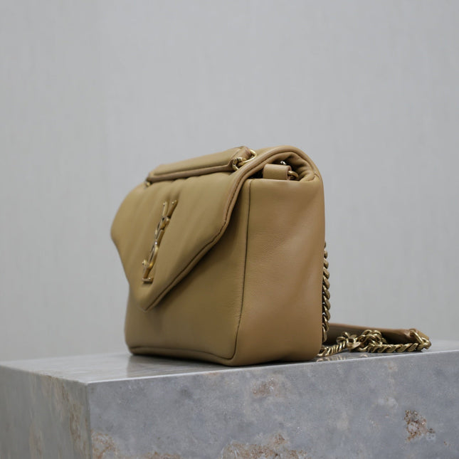 YSL 25S CALYPSO HANDBAG 26 IN LIGHT BROWN LAMBSKIN GOLD HARDWRE