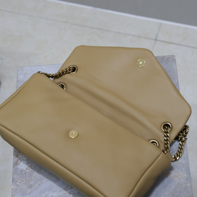 YSL 25S CALYPSO HANDBAG 26 IN LIGHT BROWN LAMBSKIN GOLD HARDWRE