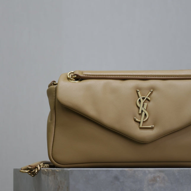 YSL 25S CALYPSO HANDBAG 26 IN LIGHT BROWN LAMBSKIN GOLD HARDWRE