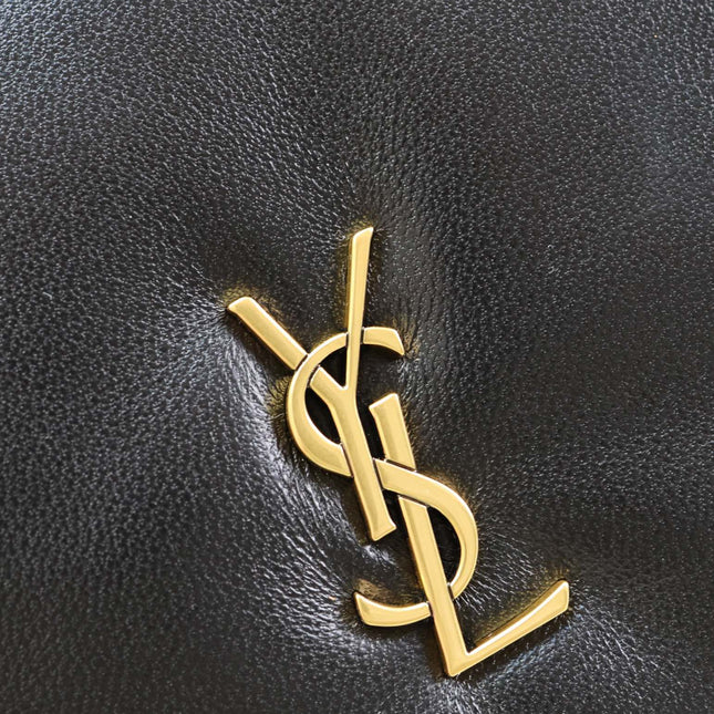 CALYPSO POUCH 24 IN BLACK LAMBSKIN GOLD LOGO