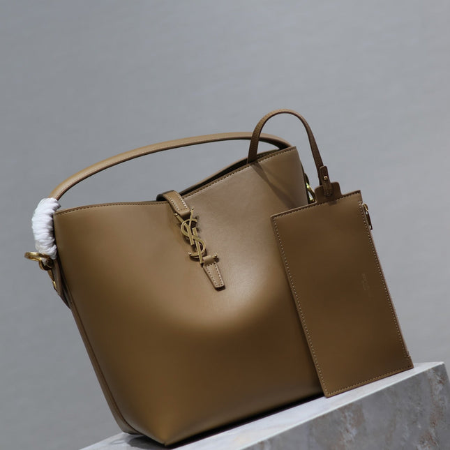 YSL 25S LE 5 À 7 BAG 26 IN BROWN CALFSKIN GOLD HARDWRE