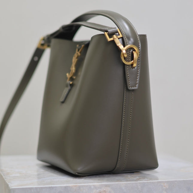 YSL 25S LE 37 MINI 20 IN DARK OLIVE CALFSKIN GOLD HARDWRE