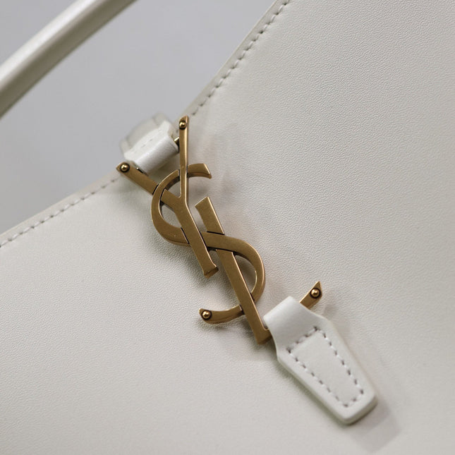 YSL 25S LE 37 BAG 20 IN DUSTY GRAY CALFSKIN GOLD HARDWRE