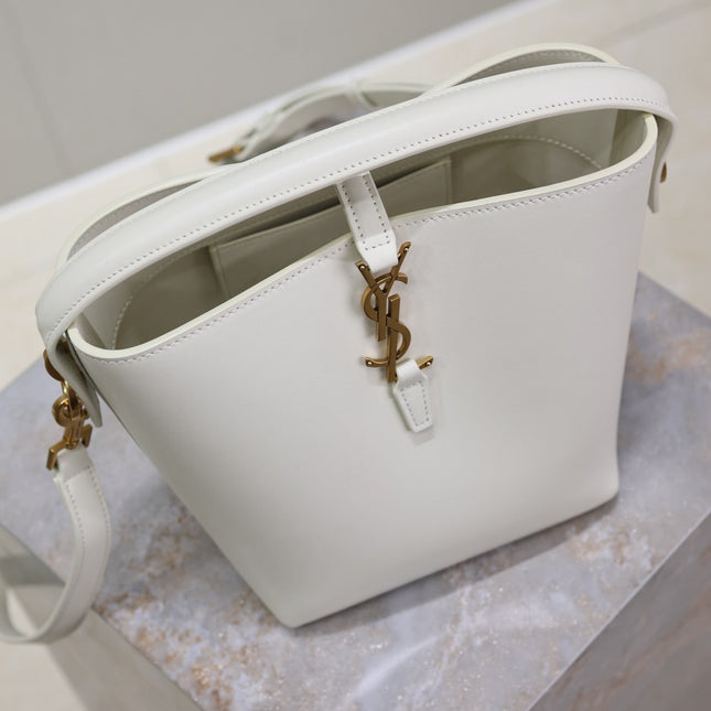 YSL 25S LE 37 BAG 20 IN DUSTY GRAY CALFSKIN GOLD HARDWRE