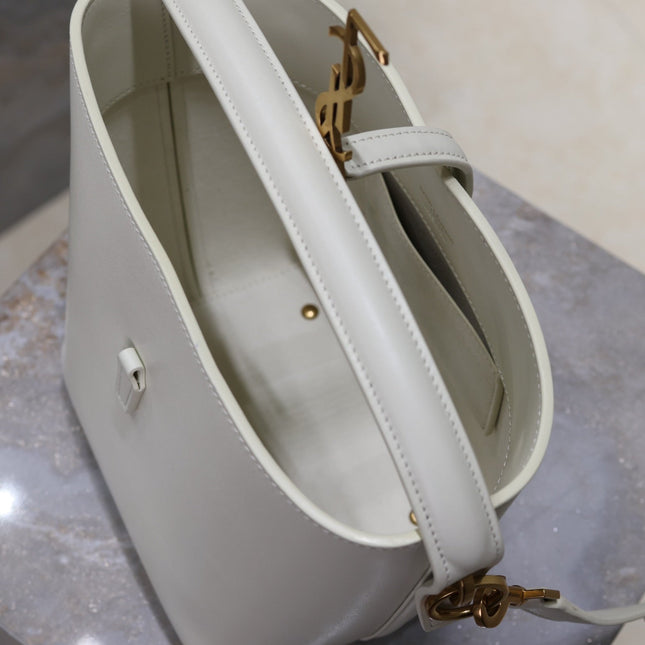 YSL 25S LE 37 BAG 20 IN DUSTY GRAY CALFSKIN GOLD HARDWRE