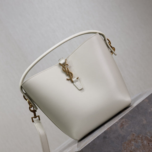 YSL 25S LE 37 BAG 20 IN DUSTY GRAY CALFSKIN GOLD HARDWRE